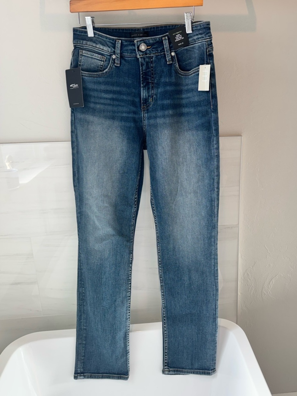 Silver High Rise Straight Leg NWT